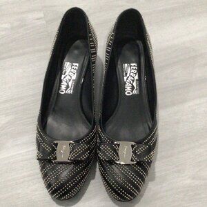 Salvatore Ferragamo Studded Vera Bow Pump Shoes